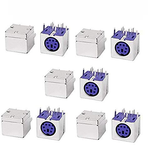 TopHomer 10 Stück PS/2 6-Pin Mini DIN Stecker Buchse PCB Maus Tastatur Steckdose lila
