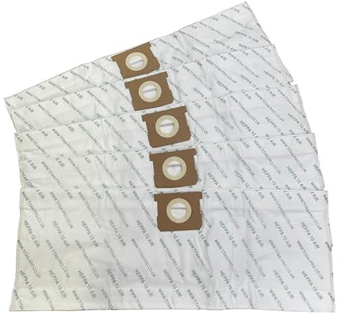Titan Pro Vacuum Cleaner Bags - Hepa 10 Non-Woven Hoover Bag - 15L 20L 30L 40L - 5 Bags