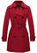 Wantdo Femme Trench-Coat à Double Boutonnage Veste Coupe-Vent à Fermeture Boutonnée Manteaux Ceinturés Mi-Longue Poignets Réglables Épaulettes Rouge 14