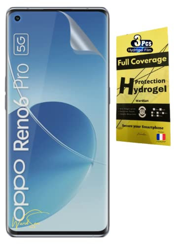 WardSan [Pack 3 Pièces Film de Protection intégrale écran Hydrogel 3D pour OPPO Reno 6 Pro 5G | Transparente Anti-choc | Compatible avec coques,housse, étui | Protecteur vitre