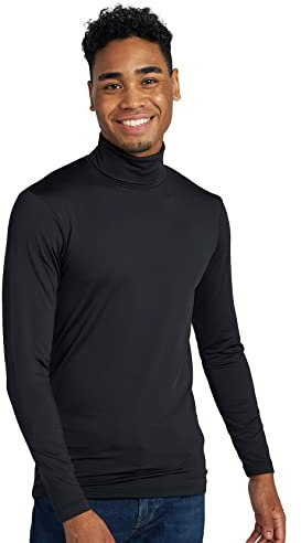 LAPASA Maglia Termica Dolcevita Leggera/Peso Medio Strato Base Uomo - Abbigliamento Termico T-Shirt M122 M124 Nero (Peso Medio) XL