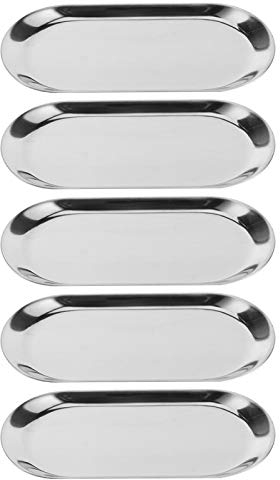 Deko Tablett Oval, 5 Stück 17.9 X 8.3 cm Edelstahl Kosmetiktabletts Dekoratives Tablett Kleines Tablett Metalltablett Schmuckablage Handtuchablage Ablage Weit Verbreitet in Esstisch Küche