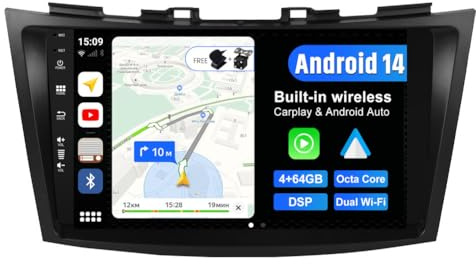 JOYX Android 14 IPS Autoradio Passt für Suzuki Swift/Ertiga (2011-2017) - 4G+64G - Eingebaut DSP/Carplay/Android Auto - Kamera + MIC - 9 Zoll 2 Din -Lenkradsteuerung 4G WiFi DAB 360-Kamera Fast-Boot