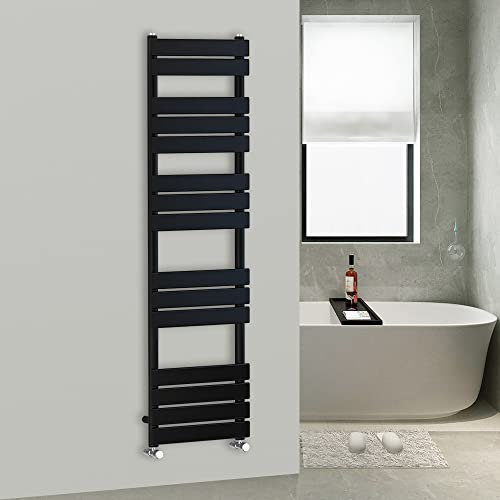Warmehaus Flat Panel Bathroom Heated Towel Rail Radiator Ladder Black 1600x450mm