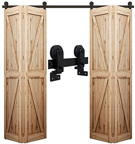 WOLFBIRD 1.8M/6FT Bi-Folding Herraje para Puerta Corredera Kit de Accesorios para Doble Plegable Puertas Correderas para aberturas de puerta de 150-160cm