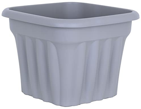Wham 40cm Square Planter Plastic Lightweight Flower Pot Grey Flower Garden Tub