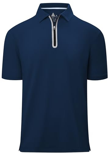 zitysport Polo Uomo Manica Corta Classic con Zip Polo Shirt Asciugatura Rapida Tennis T-Shirts Sport Traspirante Shirt Uomo Casual Estiva Camicie