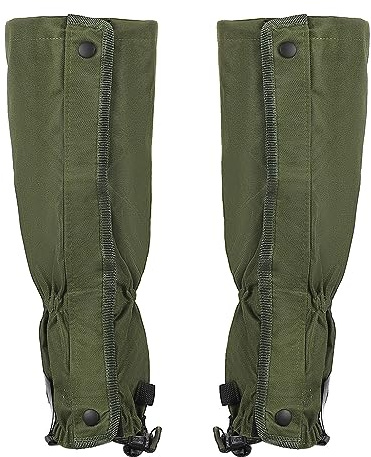 PATIKIL Gamaschen Wandern Regengamaschen Fußgamasche Wasserdicht Schuhüberzüge Schnee Stiefelgamasche für Männer und Frauen Olive Grün M
