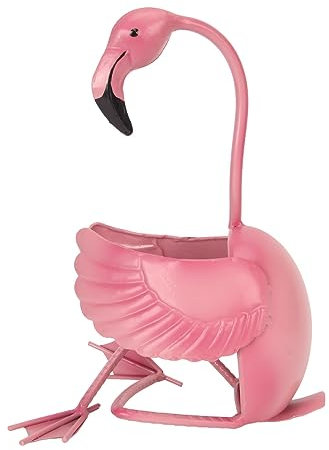 DCQRY Pink Flamingo Shape Wine Bottle Holder Metal Sculpture Wine Holder Stand Crafts Ornament Wrought Iron Wine Holder for Bar Counter Kitchen