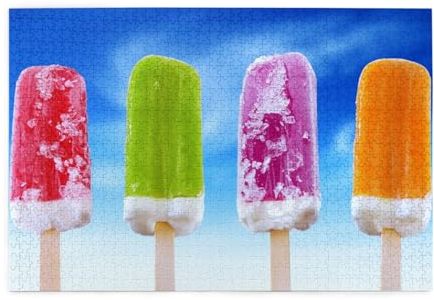 Four Popsicles Ice Cream Print Jigsaw Puzzle 1000 Pieces Wooden Puzzle Gifts For Adult Family Wedding Graduation Gift Vertical Version