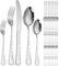 XIAOYU 40 pièces style de Noël argenterie Set de 8 pièces, ensemble de vaisselle en acier inoxydable, flocon de neige père Noël Moose motif design, cuisine salle à manger vaisselle