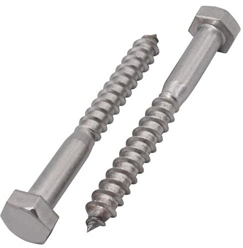 SKIR'CO (30 pz) Tornillos para madera con cabeza hexagonal de acero inoxidable M8 x 70 mm, tornillos de entrenador DIN 571, tornillos hexagonales