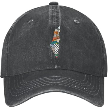 Baseballkappe Hip Hop Sonnenhut Mode Unisex Baumwolle Palästina Kufiya Baseballkappe Erwachsene Palästinensische Karte Verstellbare Papamütze für Männer Frauen Sonnenschutz Snapback
