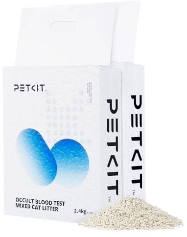 PETKIT Tofu Cat Litter, Fast Clumping, Tofu & Bentonite Mixed Cat Litter with Occultblood Test Particles, Ultra Absorbent, Odor Control and Flushable, Dust-free & Low Tracking, 2 Pack/4.8kg