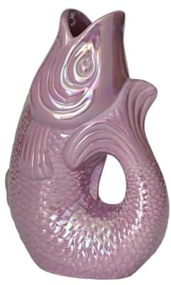 Pad Monsieur Carafon - Vase en forme de poisson - Pichet - Pichet - Sculpture poisson - Taille S - Capacité : 1,2 l - Dimensions : 9,7 x 16,5 x 25 cm - Violet arc-en-ciel