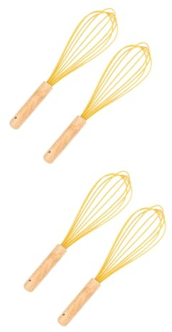 Ciieeo 4 Pcs Hand Whisk Manual Egg Manual Hand Mixer Silicone Whisk Mini Whisk Blenders Balloons Flour Shaker Hand Egg Whisk Milk Frother Whisk Egg Handheld Wooden Baking Tools