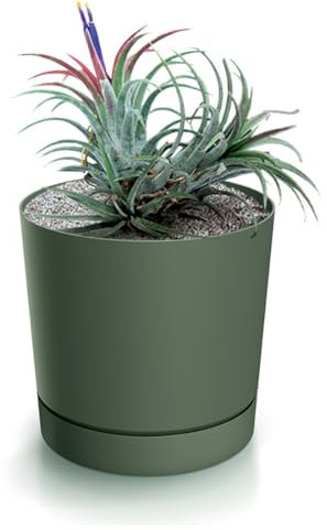 magubo Blumentopf mit Untersetzer, Übertöpfe für Zimmerpflanzen, Pflanzkübel, Übertopf Groß, 35 cm Durchmesser, Elegantes Design für Innen- und Außenbereich (Grün, 350)