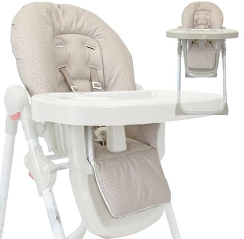 My Babiie MBHC8 Premium Highchair Seat Cover Only with 5-Point Harness - Padded PVC Seat Cover, Easy Clean, Seat Cushion Compatible with My Babiie MBHC8 - Oatmeal Herringbone