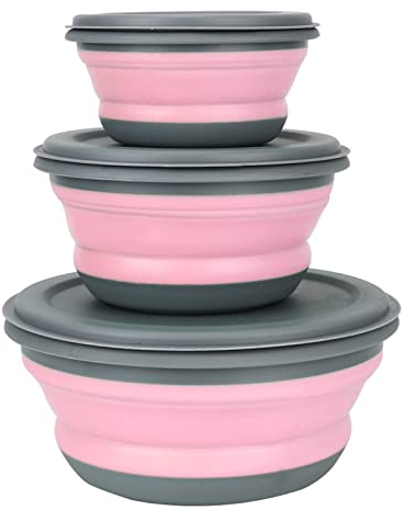 ZLJSHZS es Silicona Plegable con Tapa, Juego de Tazones de Picnic Portátiles, Juego de Vajilla de Cocina, Ensaladera de Frutas Plegable