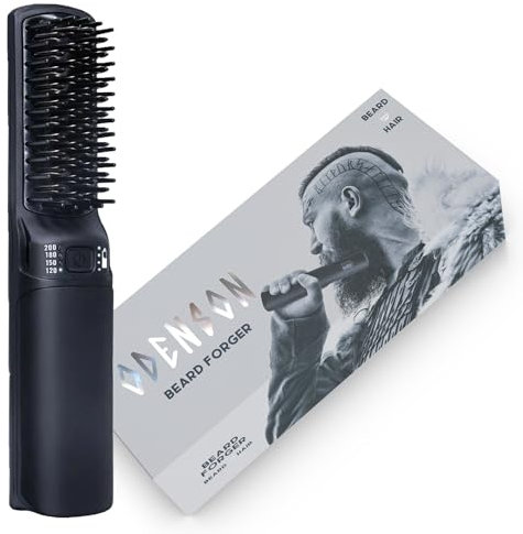Odenson Beard Forger - Outil Ultime, Brosse Chauffante et Lisseur Sans Fil pour Barbe et Cheveux, Peigne Chauffant pour Stylisation et Soin de Barb
