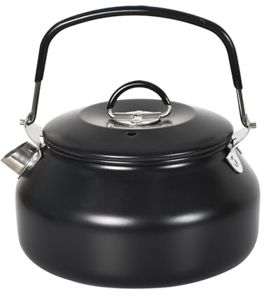 1L Tetera de Camping Portátil, Hervidor Cafetera Tetera Camping de Agua Outdoor Kettle para Acampar Senderismo Camping al Aire Libre Ultraligero Senderismo Picnic (Negro)