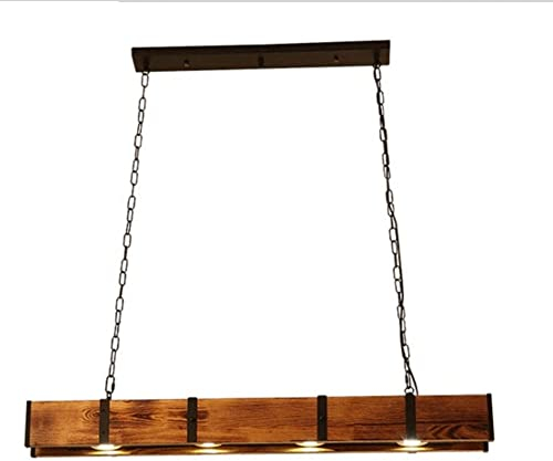 Lámpara de araña de madera LED de granja, lámpara colgante rectangular de 4 luces, lámpara colgante de techo rústica para cocina, isla, restaurante, mesa de billar, bar, oficina, lámpara de techo
