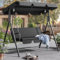 YITAHOME Balancin Jardin Exterior, 3 Plazas Columpio Jardin Exterior, Columpios Balancines de Jardin con Techo Ajustable y Cojín Extraíble para Terrza Balcón Adultos Infantil, 270KG Cargable, Negro
