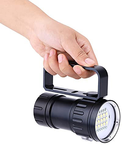 Lampe de Poche de Plongée, 1800LM IPX8 Lampe étanche Lumière Sous-marine 500M 7 Modes pour les Sports Nautiques en Plein Air