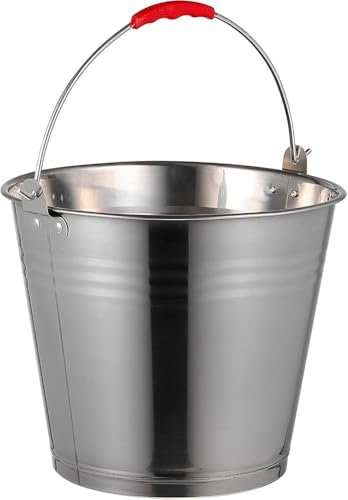 Cubo Acero Inoxidable de 12L, Balde Metal Multiuso, Ideal para Jardinería, Barreño para Agua, Hogar, Líquidos, Abono y Mortero (12 litros)