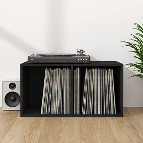Myheimly Schallplatten-Aufbewahrungsbox Schwarz 71x34x36cm Holzwerkstoff