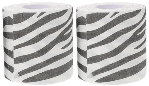 MOLUCKFU Zebra Print Toilet Paper 2 Rolls Patterned Tissue Paper Soft Tear Resistant Bathroom Tissue with Animal Print Design for Bathroom Decor and Daily Household Use