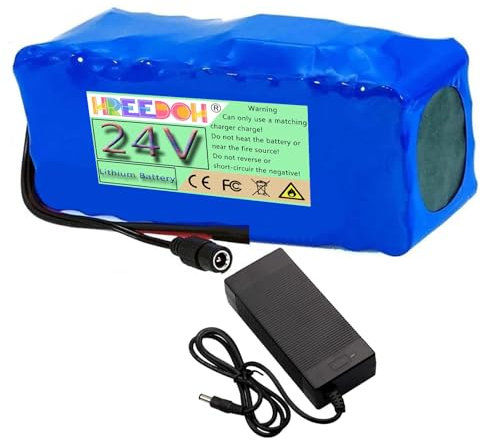 FREEDOH Batteria al Litio da 24 Volt Batteria agli ioni di Litio da 24V Batteria in PVC da 24V 5AH 7,5AH 10AH 12,5AH 15AH 17,5AH 20AH per Motore da 0 a 500W con caricabatteria,24v5ah