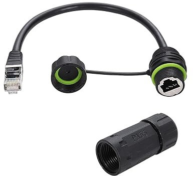 PENGLIN 2PCS RJ45 CAT6 Connecteur étanche pour montage en panneau,Câble LAN Ethernet RJ45 8P8C mâle-femelle,Prolongateur de réseau Ethernet pour l'extérieur