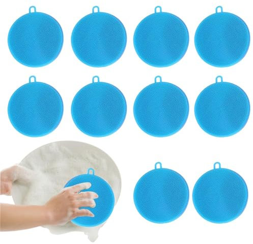10 Stück Spülschwamm Silikon, Geschirrschwamm Wiederverwendbare, Putzschwamm Silikon Topfreiniger, Küchen Spülbürste (zufällige Farbe)
