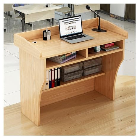 HBOOMOEM Rednerpult，Stehpult Rednerpult，Rednerpult Podium StäNder，Tragbares HöLzernes Podium，PräSentationspodium Mit LesefläChe，StabilitäT Podium Stand FüR Kirche(Oak,90 * 60 * 105cm)