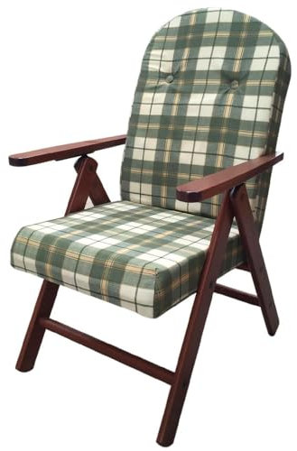 PALUPLUS Poltrona Reclinabile Campania, Misura 60x67x106 cm, Schienale Regolabile in 4 Posizioni, Struttura e Braccioli in Legno di Faggio, Sedia per casa, Portata 110Kg -191C (Verde Scozzese)