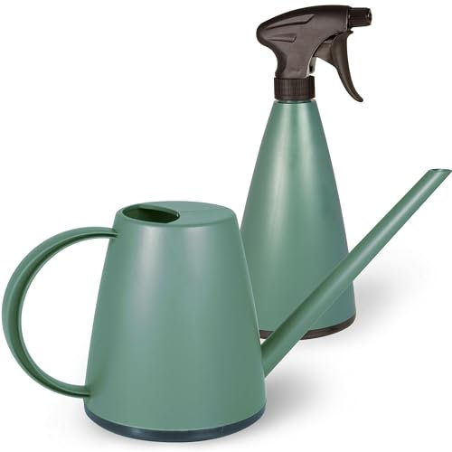 Mesto LUCKY Forest Gießkanne 1L SET inkl. MINI Forest Handzerstäuber 0,79L | Sprühflasche & Giesskanne für Zimmerpflanzen & Garten | Bewässerung & Pflanzenpflege | Verstellbare Düse | Indoor & Outdoor