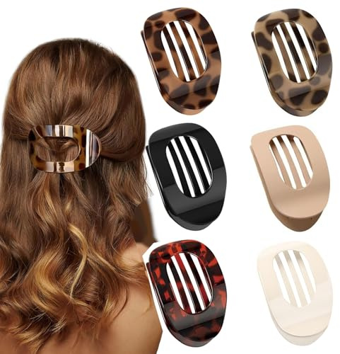6 Stück Haarspange Flach im Entenschnabel-Design,Einfach Elegante Entenschnabel Haarspange