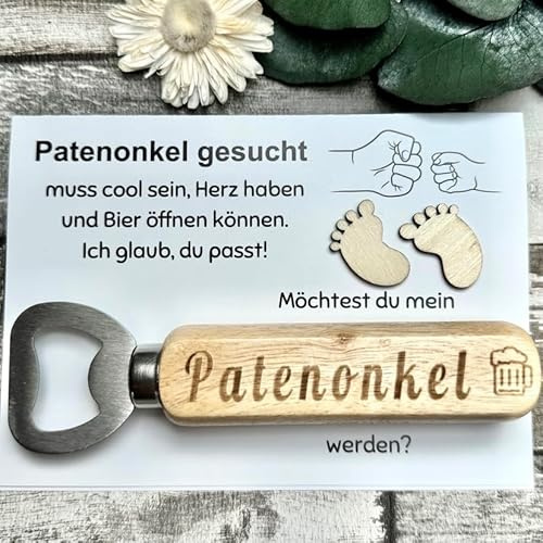 Dinala Patenonkel fragen - Willst du mein Patenonkel sein - tolle Karte mit Flaschenöffner - Patenonkel Geschenk - liebevolles Geschenk mit Humor - mit Liebe zum Detail