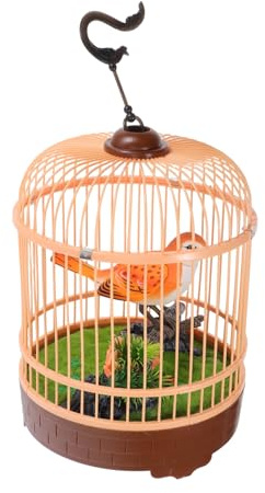 FRCOLOR Voice Aktiviertes Vogelkäfig mit Zwitschernden Flatternden Vögeln Interaktiv für Kleinkinder Realistische Vogelgeräusche und Kompakt und Dekorativ