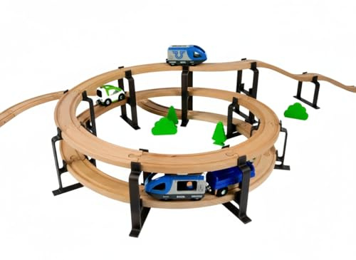 Briocks - Spirale Schienenhalterung für Holzzug – kompatibel mit BRIO, Thomas, Lillabo, IKEA, Melissa & Doug, Oxybul, Playtive und vielen anderen. (Schwarz) (3 Ebenen)
