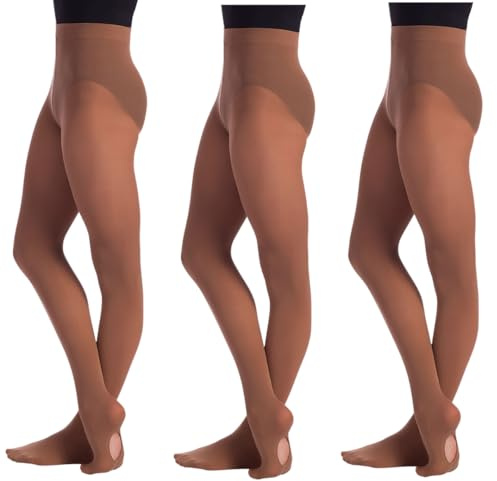 So Danca - Convertible Tights - 3 Pack Ballet Tights, Soft, Made for Performance, Stretchable and Flexible TS82 (US, Alpha, Small, Medium, Regular, Regular, Mocha)