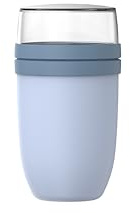Mepal - Müslibecher xl Ellipse - Müslibecher To Go - Joghurtbecher To Go - Unterteilung für Joghurt & Müsli - Geeignet für Gefrierschrank, Mikrowelle & Spülmaschine - 750 + 300 ml - Nordic blue