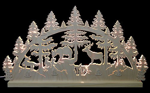 Unbekannt Schwibbogen Tiere im Wald - 72x40x5,5cm - Original Erzgebirge Schwibbögen - Michael Müller