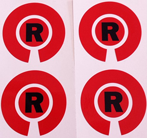 Crown Green Lawn Indoor Bowls Adhesive Lettered Coloured Marker Labels Set of 4 (Red, R)