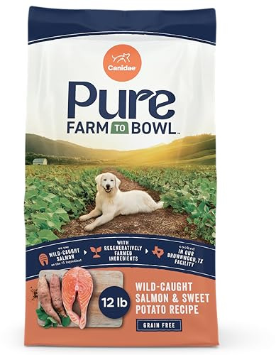 Canidae Pure Farm to Bowl, Grain-Free, Wild-Caught Salmon & Sweet Potato Dog Food, Adult 12lb