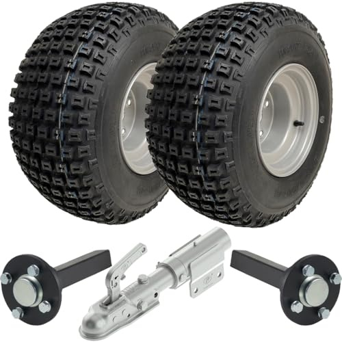 Parnells - Atv-Quad-Anhänger-Set - 2 Sätze 18 x 9,50-8 Wanda-Reifen, 4-Lagig P322 + 7,00 x 8 4/100 Felgen + 2 Stück 4 x M12 Bolzennaben, 100 mm Pcd, 1700 kg Tragkraft - für Gators, Mähanhänger