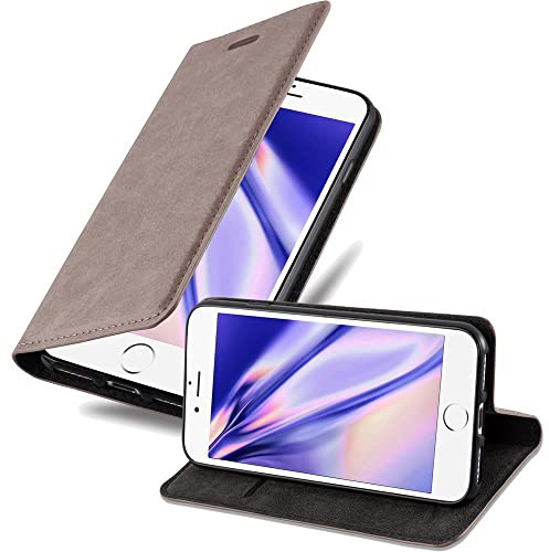 Cadorabo Hülle kompatibel mit Apple iPhone 7 Plus / 7S Plus / 8 Plus aus Kunst Leder Flip Klappbare Magnetische [Kartenfächern] Cover Hülle für iPhone 7 Plus / 7S Plus / 8 Plus Tasche in Braun