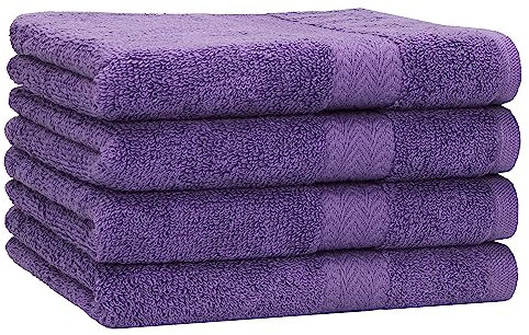 Betz 4 Stück Strandtücher Duschtücher Set Größe 70x140 cm Duschhandtuch Badetuch Strandtuch Handtuch Premium 100% Baumwolle Farbe lila