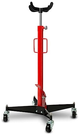 EBERTH Getriebeheber 500kg, Faulenzer Getriebeheber Hydraulisch mit Arbeitshöhe 110 bis 195 cm, stufenlos höhenverstellbar, 4 robuste Lenkrollen, Aufnahmekreuz, Motorheber mit Fuß Pedal zum pumpen